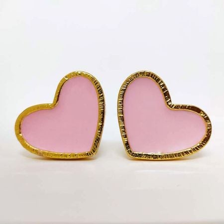Pink Handmade Brass Heart Knob